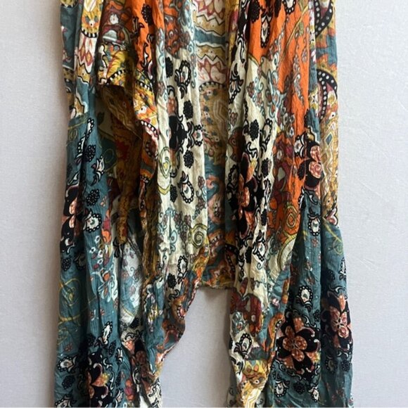Free People patterned boho open knit paisley floral vest rayon cardigan One Size - Picture 6 of 10